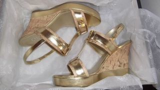 Womens Shoes New Chaps Gold Madelia Sandals Wedges Size