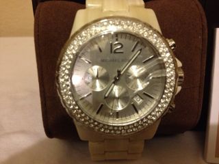 New Michael Kors Madison Horn Swarovski Crystals Glitz Watch MK5598 $