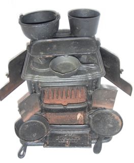 LOOK! Large miniature cast iron stove and accessories like and larger