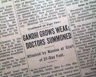Mahatma Gandhi Starts 21 Day Fast 1933 Newspaper Prison