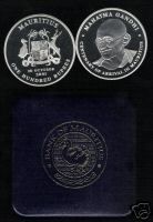 Mauritius 100 2001 India Mahatma Gandhi Centenary Silver Proof Coin