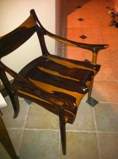 Handcrafted Sam Maloof Style Low Back Chair Zircote Exotic Wood