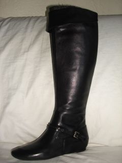 Via Spiga Malory Womens 9 5 Black Leather Tall Boots