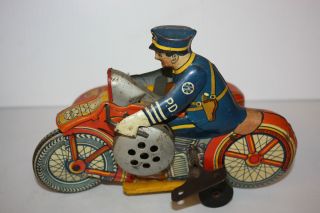 Tin Vintage Louis Marx Police Siren Squad Sidecar 7 made in U S A IN