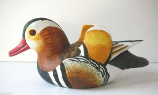 Mandarin Duck Decoy Handmade Wood Signed by Artist