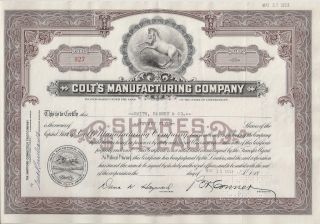 Colts Manufacturing Company 1953 Stock Certificate
