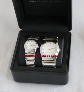 SET OF 2 MARC JACOBS POLISHED SILVER TONE S/STEEL HIS & HERS WATCHES