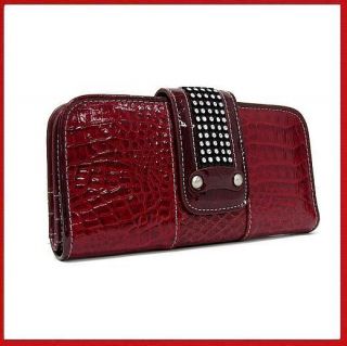 Handbags (Marc Chantal) Genuine Red Leather Clutch Wallet/FREE