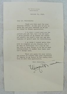 Margaret Truman Signed Letter Dated Oct 21 1948