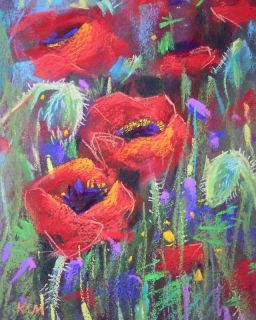 Original Painting Red Poppies Poppy Flowers K Margulis