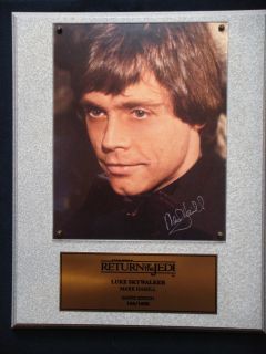 Mark Hamill Autographed Plaque Return of The Jedi 1992