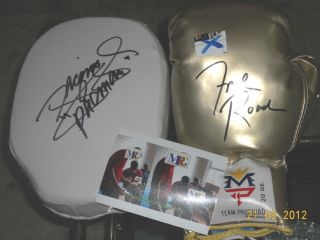 MANNY PACQUIAO FREDDIE ROACH PUNCH MIT GOLD GLOVES SIGNED AUTHENTIC