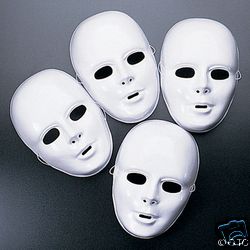 Mardi Gras White Full Face Theatrical Mask Set of 4