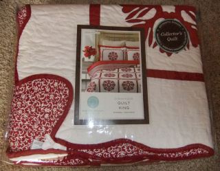 Bed Martha Stewart Collectors Quilt King Garden Medallion Red White