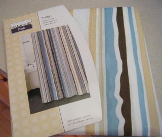 Wavy Stripes Shower Curtain Chocolate Brown Blue White New