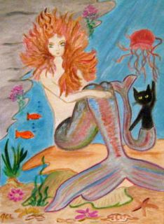 Original 5 x 7 Fantasy Painting Mermaid Mariska Mercat May GCL