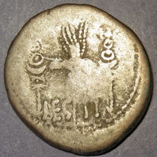 Mark Antony and Cleopatra Silver Legio Denarius 32 BC galley Legio II