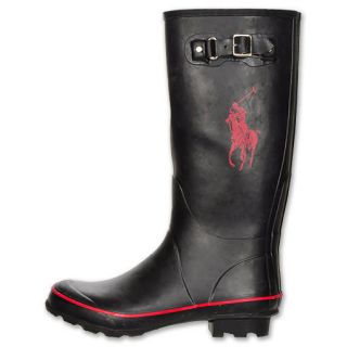 NEW Mens Polo Ralph Lauren Matteo Black Rubber Rain Riding Flood Boots