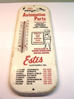 Vintage Thermometer Tin Sign Estes Automotive Parts Mass 16 x 6 w