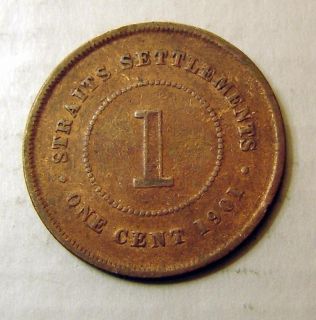 Malaysia 1 Cent 1901 Straight Settlements Victoria