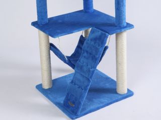 55H Blue Cat Tree Bed Toy House Condo Scratcher Pet Furniture Bed 22