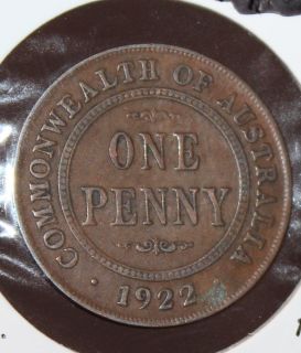 1922 Commonwealth of Australia Penny Georgivs V D C Britt