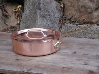 Crate & Barrel Mauviel Copper Cookware Medium Sauté Pan Excellent