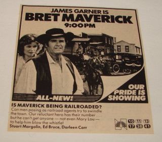1981 James Garner Bret Maverick TV Series Ad NBC