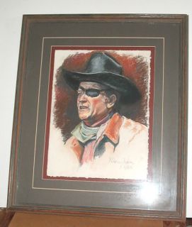 Original William Maughan Pastel Drawing of John Wayne as Rooster