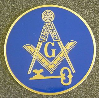 RARE 3 Blue Lodge Masonic Car Emblem with Solomons Key