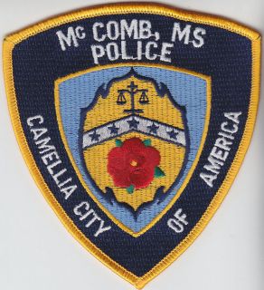 McComb MS Mississippi Police Patch Camellia City of America