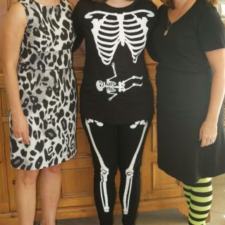 Maternity Halloween Costume Mama Skeleton with Fetal Skeleton