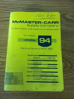 McMaster Carr Product Catalog Version 94 COPYRIGHT1988