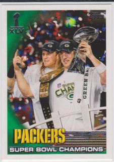 Topps Clay Matthews Aaron Rodgers Lombardi Trophy Super Bowl Champions