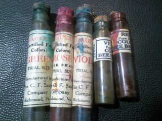 Antique Corked Food Color Bottles McCormick Bee Brand G F Sauer
