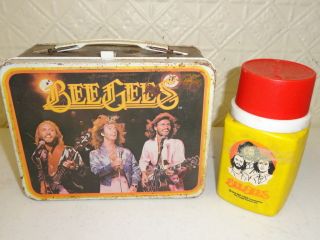  METAL LUNCH BOX BEE GEES MAURICE GIBB STAYIN ALIVE 1978 WITH THERMOS
