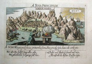 1627 Meisner Braun Hogenberg Aden Town View Yemen Burnt Offering