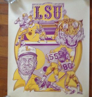 LSU Vintage 1972 Poster Charlie McClendon Louisiana State Print MINT