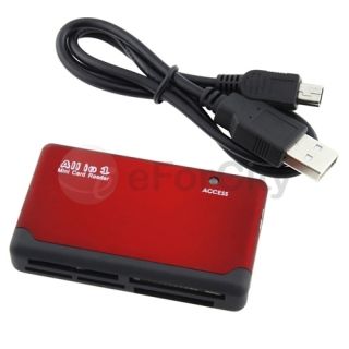 Red Black 26 in 1 USB 2 0 Memory Card Reader for CF XD SD MS SDHC