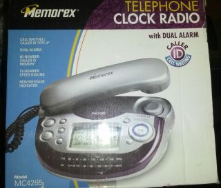 Memorex MC4285 Telephone Clock Am FM Radio Caller ID with Dual Alarm