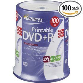 Memorex DVD R 16x 4 7 GB 100 Pack Spindle Printable New