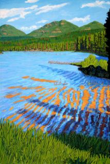 Large Colorado Rocky Lake Southwest Acrylic Painting