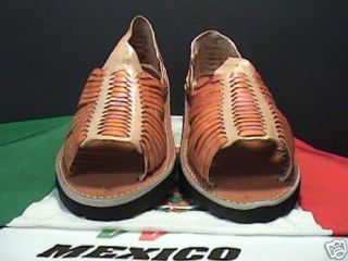 Leather Mexican Sandals Tan Brown Huarache Men Size 9