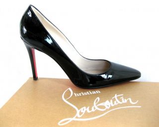 CHRISTIAN LOUBOUTIN/ ~NIB~Black PATENT LEATHER POINTED TOE HEELS SHOES