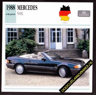 1988 1989 1990 1991 Mercedes 500SL 500 SL Car Spec Card