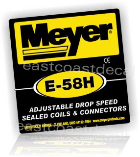 Meyer Snow Plow E58H Replacement Decal for Meyer E58 Pump E 58H Blk