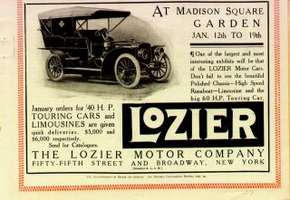 1907 Lozier Touring Auto Print Ad Original