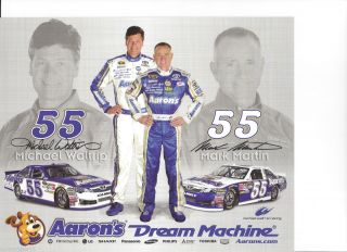 2012 Mark Martin Michael Waltrip Aarons 55 NASCAR Postcard