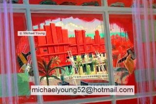 Red Original Painting Michael Young Art Deco Play on Words Fun