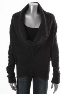 Michael Stars NEW Gray Wool Cable Knit Deep Cowl Neck Pullover Sweater
